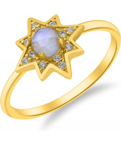 14K Gold Plated Sterling Silver|Hand Cut Moonstone/Labradorite/Opal Ring|Great Gifts For Women Starburst-Moonstone $13.50 Rings