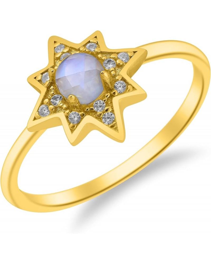 14K Gold Plated Sterling Silver|Hand Cut Moonstone/Labradorite/Opal Ring|Great Gifts For Women Starburst-Moonstone $13.50 Rings