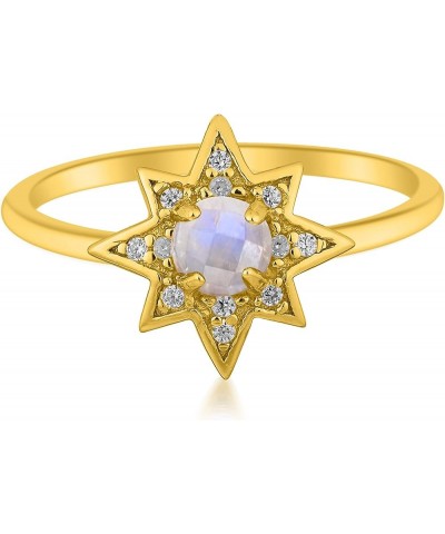 14K Gold Plated Sterling Silver|Hand Cut Moonstone/Labradorite/Opal Ring|Great Gifts For Women Starburst-Moonstone $13.50 Rings