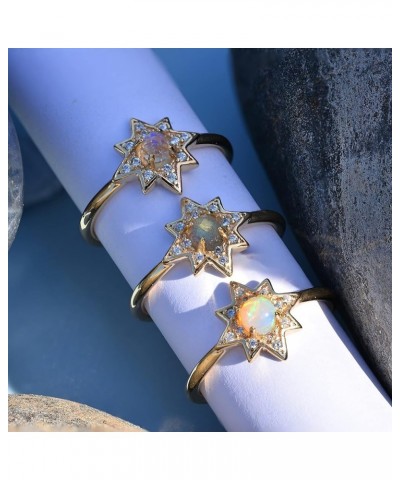 14K Gold Plated Sterling Silver|Hand Cut Moonstone/Labradorite/Opal Ring|Great Gifts For Women Starburst-Moonstone $13.50 Rings