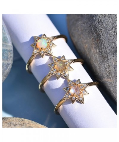 14K Gold Plated Sterling Silver|Hand Cut Moonstone/Labradorite/Opal Ring|Great Gifts For Women Starburst-Moonstone $13.50 Rings