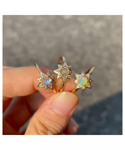 14K Gold Plated Sterling Silver|Hand Cut Moonstone/Labradorite/Opal Ring|Great Gifts For Women Starburst-Moonstone $13.50 Rings