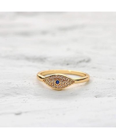 Gold Dainty Evil Eye Rings Mountain Ring Gold Evil Eye Ring for Women Cubic Zirconia 14K Gold Plated Minimalist Stack Thin Ba...