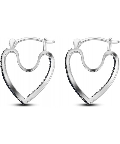 Shop LC Blue Diamond Heart Hoop Earrings for Women Jewelry 925 Sterling Silver Platinum Rhodium Plated Inside Out Coquette Je...