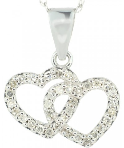 10K White Gold 1/8 Cttw Diamond Double Interlocking Hearts Pendant Necklace - 18" (H Color, I2 Clarity) $156.24 Necklaces