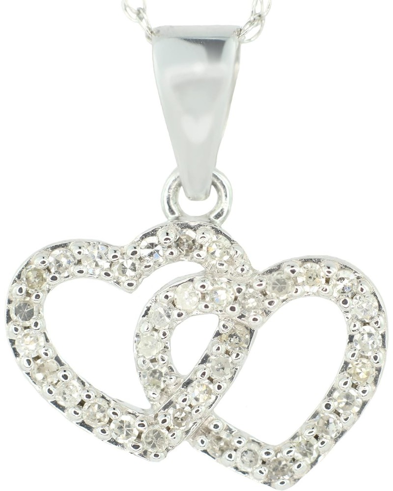 10K White Gold 1/8 Cttw Diamond Double Interlocking Hearts Pendant Necklace - 18" (H Color, I2 Clarity) $156.24 Necklaces