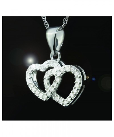 10K White Gold 1/8 Cttw Diamond Double Interlocking Hearts Pendant Necklace - 18" (H Color, I2 Clarity) $156.24 Necklaces