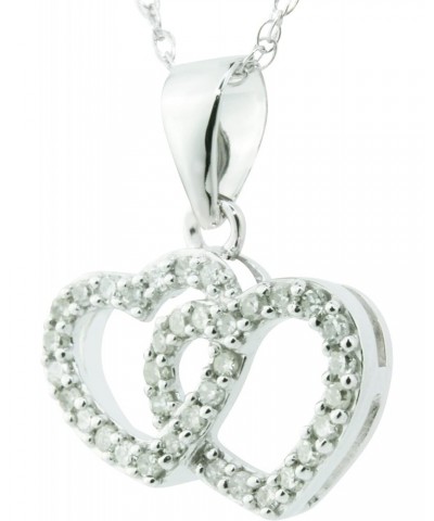 10K White Gold 1/8 Cttw Diamond Double Interlocking Hearts Pendant Necklace - 18" (H Color, I2 Clarity) $156.24 Necklaces