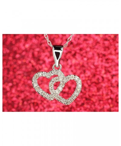 10K White Gold 1/8 Cttw Diamond Double Interlocking Hearts Pendant Necklace - 18" (H Color, I2 Clarity) $156.24 Necklaces