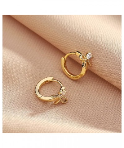 Gold Hoop Earrings for Women Girls 14K Gold Plated Small Huggie Hoop Earrings Cubic Zirconia Butterfly Flower Lightning Earri...