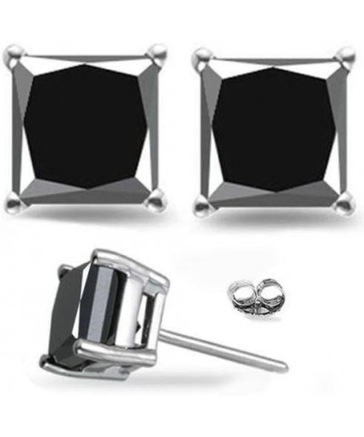 1/2-4 Carat Total Weight Princess Black Diamond Stud Earrings Platinum 2.01 carats $374.19 Earrings