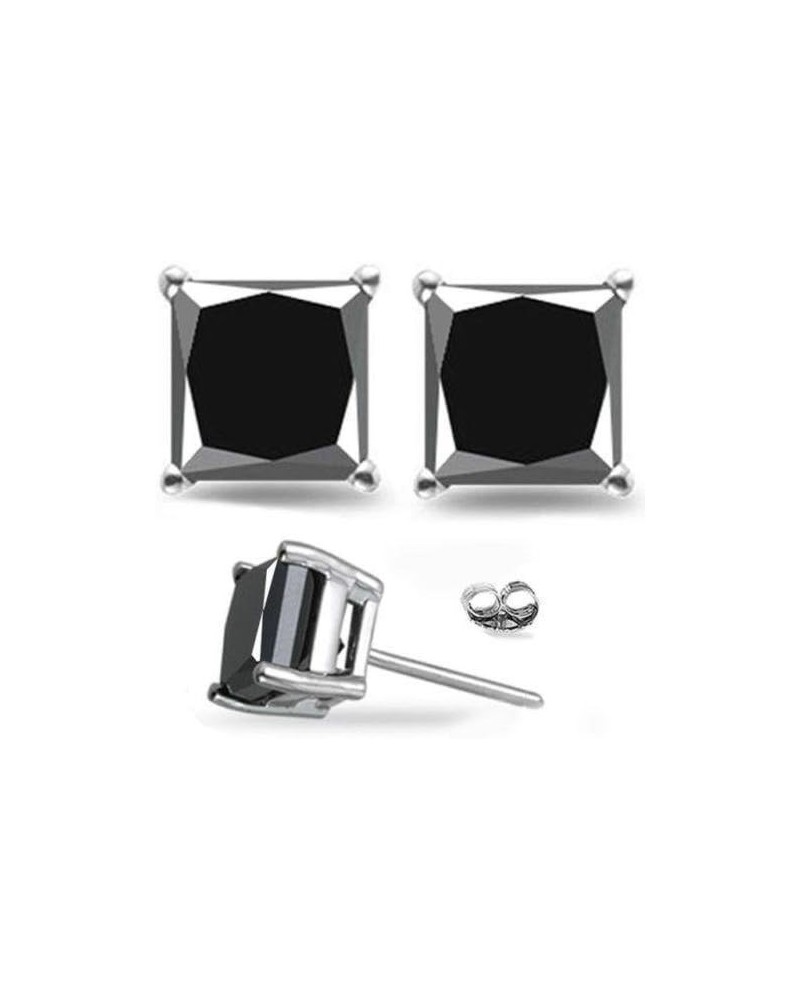 1/2-4 Carat Total Weight Princess Black Diamond Stud Earrings Platinum 2.01 carats $374.19 Earrings