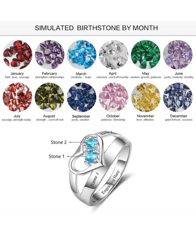 Personalized Mothers Ring with 1-2 Birthstones for Mom Engraved Name Sterling Silver Ring Couple Engagement Promise Rings for...