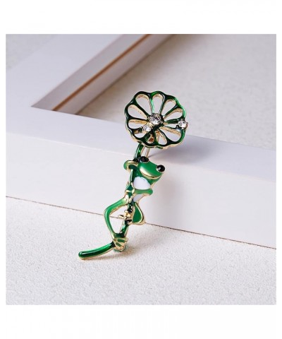 Cute Frog Lotus Leaf Rhinestone Brooch Diy Women Girls Animal Enamel Lapel Pins Badge Corsage(Green),one size $9.11 Brooches ...