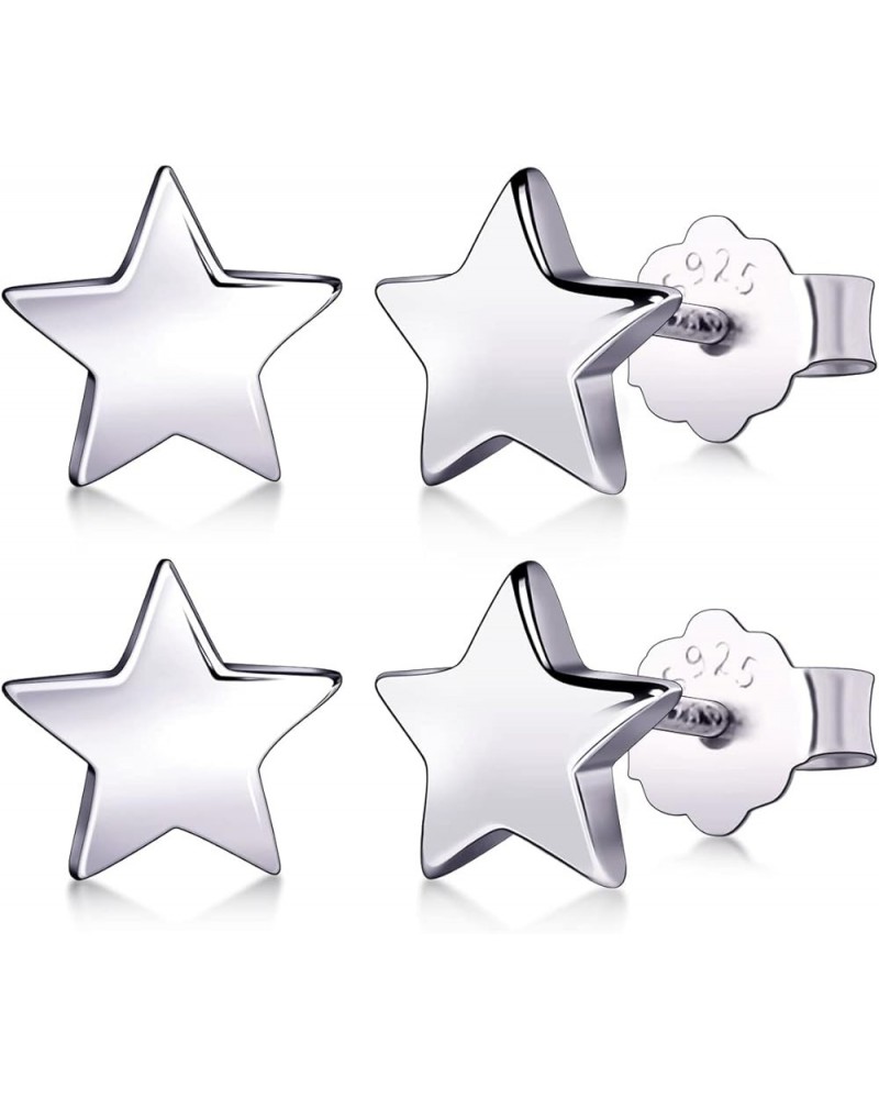 Star Earrings Star Stud Earring 925 Sterling Silver Tiny Star Earrings Silver- 2 Pairs $7.79 Earrings