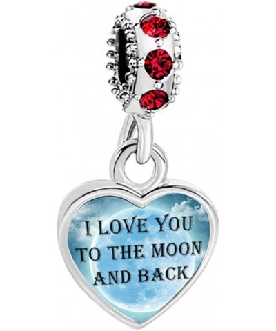 Heart I Love You To The Moon and Back Dangle Red Synthetic Crystal Beads For Charms Bracelets Dangle 1 $7.55 Bracelets