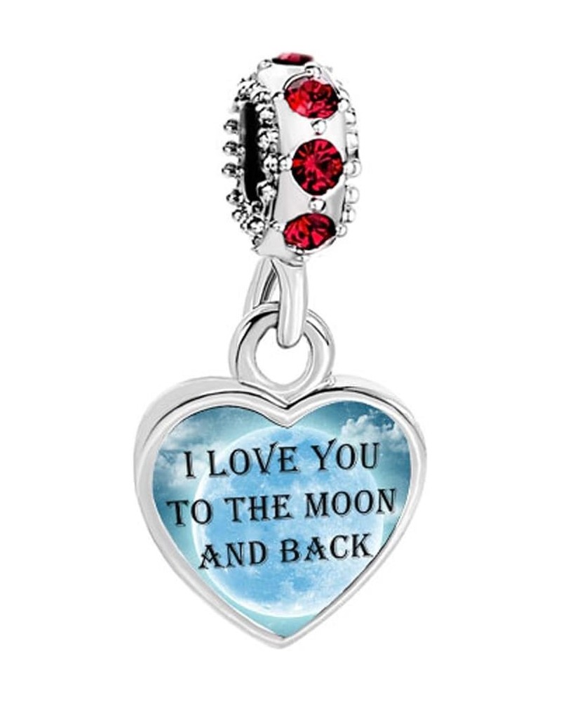 Heart I Love You To The Moon and Back Dangle Red Synthetic Crystal Beads For Charms Bracelets Dangle 1 $7.55 Bracelets