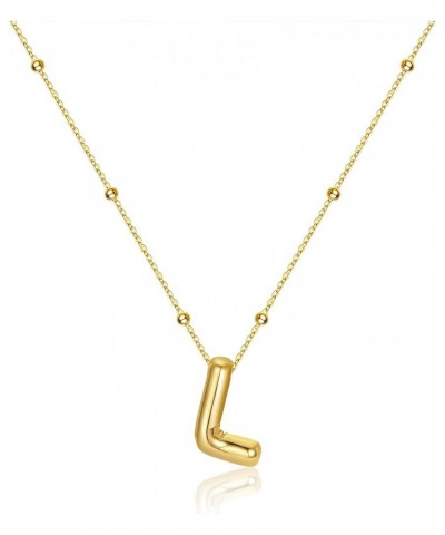 Bubble Letter Necklaces For Women Gold Balloon Initial Alphabet Pendant Necklaces L Necklace $12.59 Necklaces