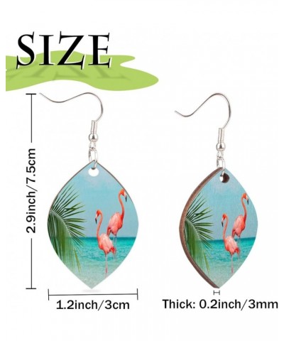 Sports Hand-drawn Basketball Earrings Leaf Dangle Earrings Lightweight Wooden Earrings Jewelry For women Girls Gift Flamingos...