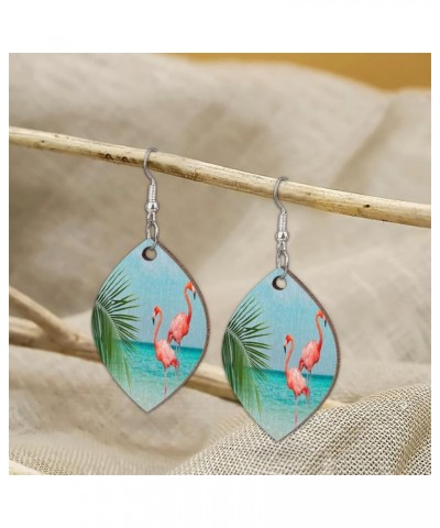 Sports Hand-drawn Basketball Earrings Leaf Dangle Earrings Lightweight Wooden Earrings Jewelry For women Girls Gift Flamingos...