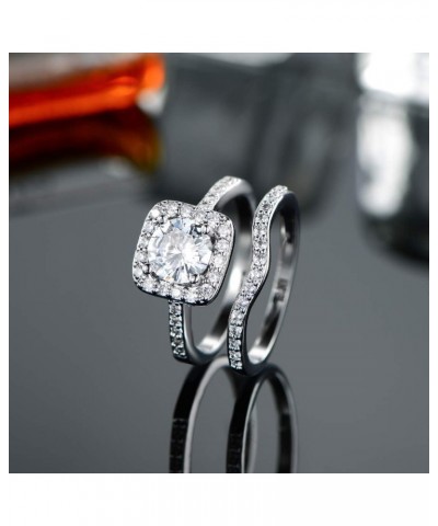 Two-in-One Wedding Engagement Rings,18K White Gold Plated Halo Promise Eternity Rings 6 $10.54 Rings