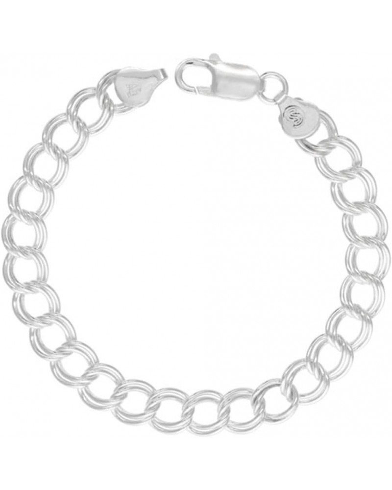 Sterling Silver Double Link Charm Bracelet Anklet Necklace 5.3mm -11 mm assorted sizes 8 mm (5/16 inch) 8.0 Inches $14.67 Bra...