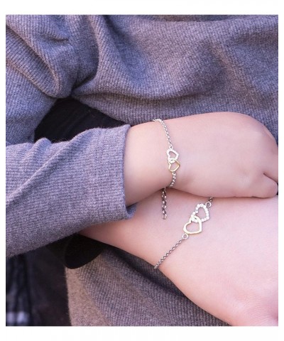 Sterling Silver Mom and Me Double Heart Bracelet Sold as a Set or individually GOLD Set-Mom/Child 4-5 inch $25.95 Bracelets