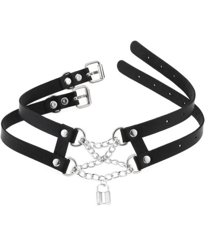 Punk Choker PU Leather Chain Lock Collar Gothic Necklace Adjustable Buckle Neck Accessories Black $9.55 Necklaces