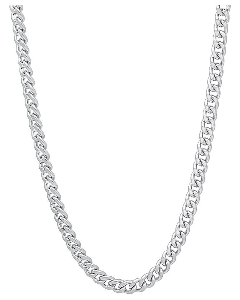 3mm Polished Rhodium Plated Flat Cuban Link Curb Chain Necklace + Gift Box 16.0 Inches $22.00 Necklaces