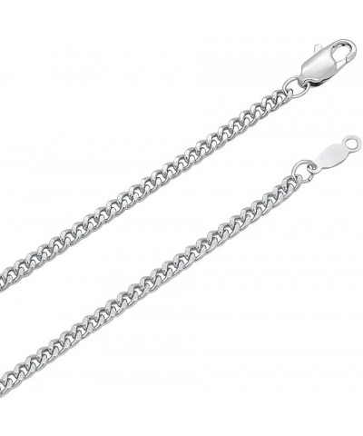 3mm Polished Rhodium Plated Flat Cuban Link Curb Chain Necklace + Gift Box 16.0 Inches $22.00 Necklaces