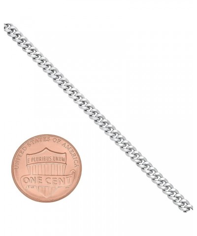 3mm Polished Rhodium Plated Flat Cuban Link Curb Chain Necklace + Gift Box 16.0 Inches $22.00 Necklaces