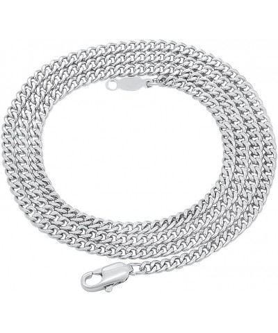 3mm Polished Rhodium Plated Flat Cuban Link Curb Chain Necklace + Gift Box 16.0 Inches $22.00 Necklaces