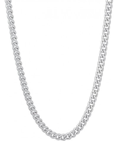 3mm Polished Rhodium Plated Flat Cuban Link Curb Chain Necklace + Gift Box 16.0 Inches $22.00 Necklaces