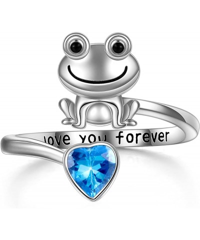 Frog/Wolf/Dragonfly/hummingbird Rings for Women Sterling Silver Anxiety Rings Open Rings Gifts for Girls blue $12.90 Rings