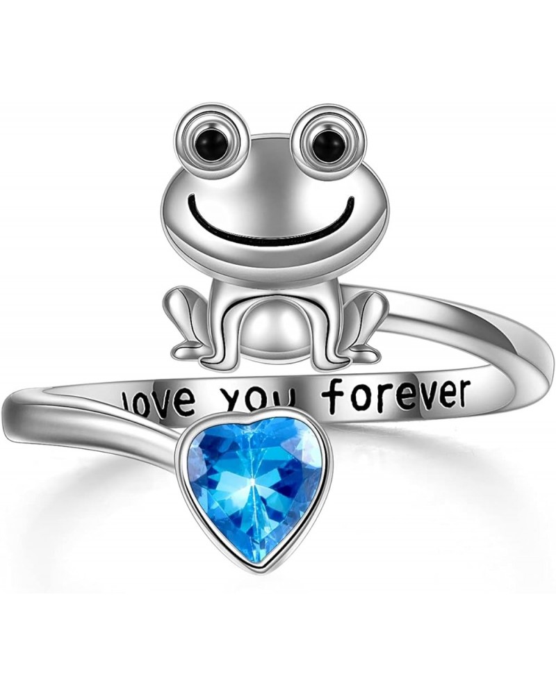 Frog/Wolf/Dragonfly/hummingbird Rings for Women Sterling Silver Anxiety Rings Open Rings Gifts for Girls blue $12.90 Rings