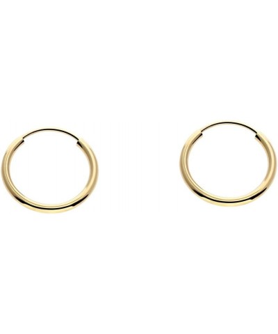 14k Yellow Gold Endless Hoop Earrings Round Flexible Thin Small little Continuous Real Pure Gold Hoops 10mm $20.29 Earrings