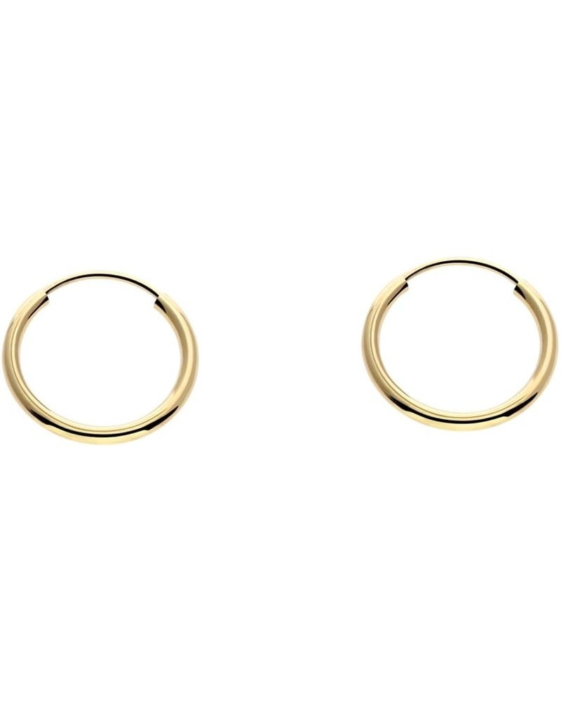 14k Yellow Gold Endless Hoop Earrings Round Flexible Thin Small little Continuous Real Pure Gold Hoops 10mm $20.29 Earrings