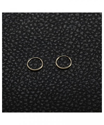 14k Yellow Gold Endless Hoop Earrings Round Flexible Thin Small little Continuous Real Pure Gold Hoops 10mm $20.29 Earrings