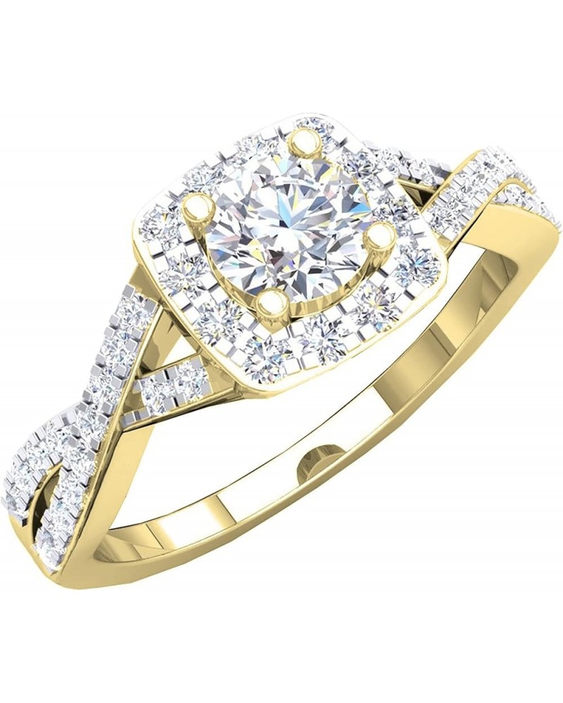 1.55 Cttw Round Cubic Zirconia Crisscross Shank Halo Engagement Ring for Women in 10K Solid Gold 8.5 Solid Yellow Gold $147.4...