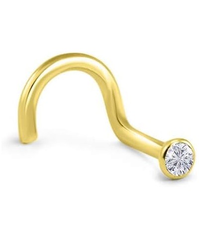 18k Yellow Gold 1.5mm, 2mm, 2.5mm, or 3mm Bezel CZ 22G 20G 18G Right Screw-3.0mm CZ-20G $18.49 Body Jewelry