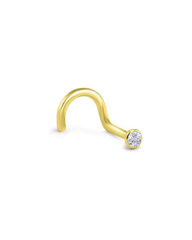 18k Yellow Gold 1.5mm, 2mm, 2.5mm, or 3mm Bezel CZ 22G 20G 18G Right Screw-3.0mm CZ-20G $18.49 Body Jewelry