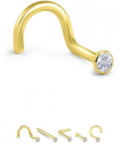 18k Yellow Gold 1.5mm, 2mm, 2.5mm, or 3mm Bezel CZ 22G 20G 18G Right Screw-3.0mm CZ-20G $18.49 Body Jewelry