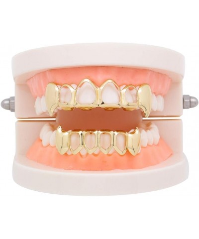 18K Gold Plated Grillz Fangs 6 Open Face Silver Plated Top & Bottom Set Gold $7.50 Body Jewelry