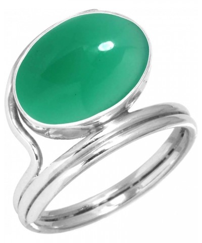 925 Sterling Silver Handmade Ring for Women 10x14 Oval Gemstone Boho Silver Jewelry for Gift (99018_R) Green Onyx $18.01 Rings