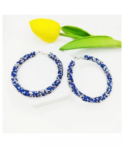 Glitter Hoop Earrings for Women Bohemian Sparkle Rhinestone Resin Wrapped Big Hoop Dangle Earrings Jewelry Girl Teen Blue $6....