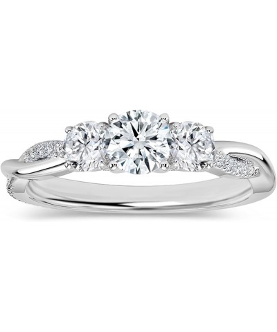 Round Lab Grown White Diamond Twisted Three Stone Engagement Ring for Women in 925 Sterling Silver 8.5 0.25 Carat $75.62 Rings