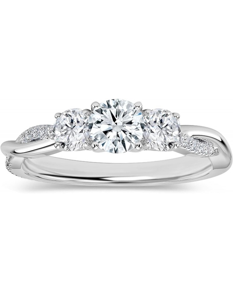 Round Lab Grown White Diamond Twisted Three Stone Engagement Ring for Women in 925 Sterling Silver 8.5 0.25 Carat $75.62 Rings