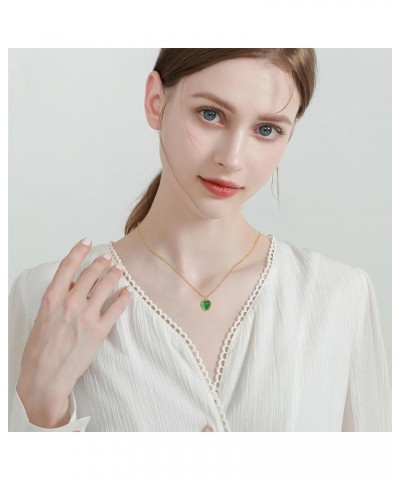 Love Heart Pendant Necklace Dainty Gold Necklace and Earrings SetCute Heart Pendant Necklace for Women Green $4.67 Jewelry Sets