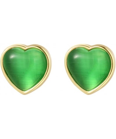 Love Heart Pendant Necklace Dainty Gold Necklace and Earrings SetCute Heart Pendant Necklace for Women Green $4.67 Jewelry Sets