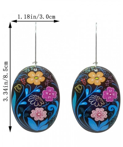 National Style Handmade Bohemian Dangle Earrings Fashion Printing Geometry Dangle Drop Earrings For Women Girls Style-3 $7.53...